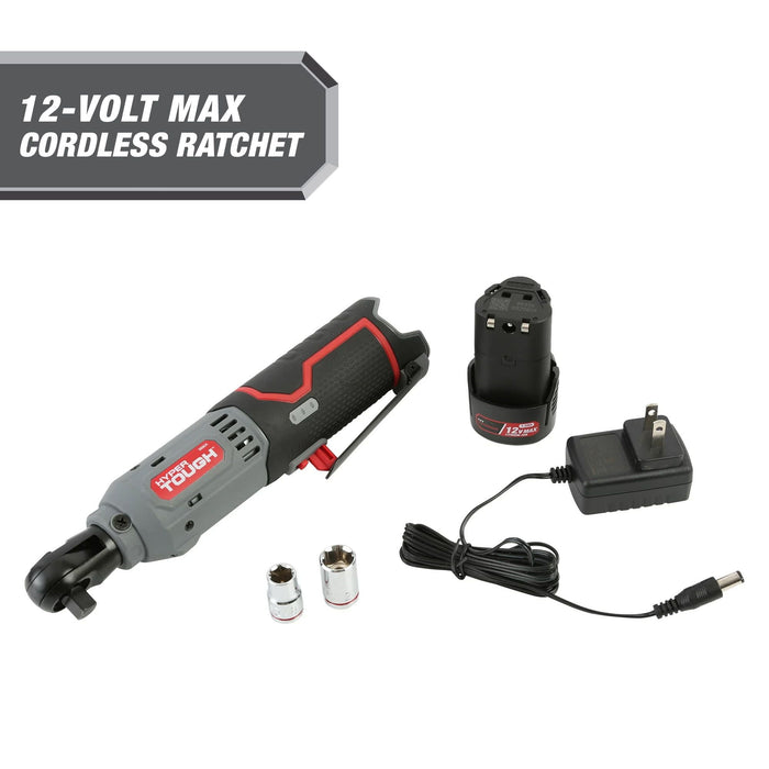 Hyper Tough 12V Max* Lithium-Ion Cordless 3/8-inch Ratchet with 1.5Ah Battery and Charger, 98804, New