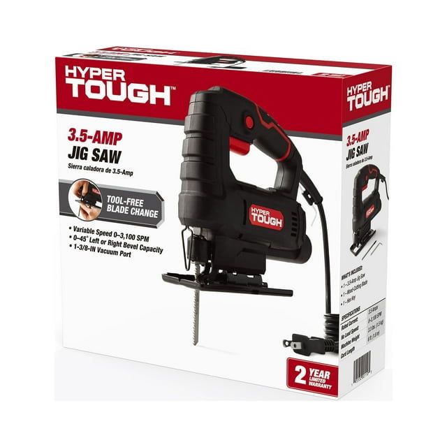 Hyper Tough 3.5-Amp Corded Jig Saw, Eelectric, 120 Volt, 44002