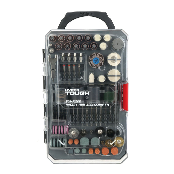 Hyper Tough 208 Piece Rotary Tool Accessory Kit with Storage Case, Product Accessories Included Multi Material, New Condition, 7.09 Inch Assembled Product Width