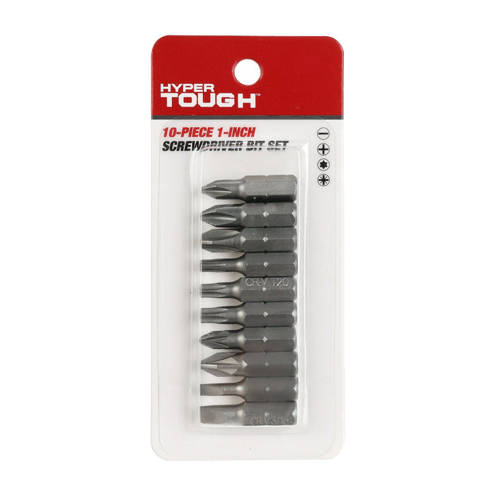 Hyper Tough 10-Piece 1 inch Screwdriver Bits, Material Steel, New Condition