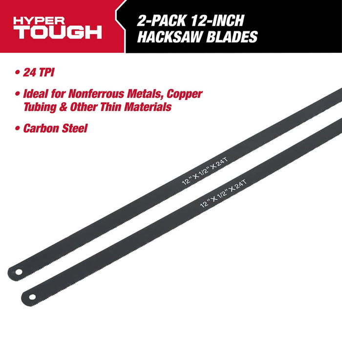 Hyper Tough 2-Pack Carbon Steel Hacksaw Blades, 4331