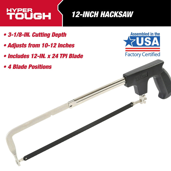 Hyper Tough 12-Inch Handsaw, Adjustable Frame Hacksaw