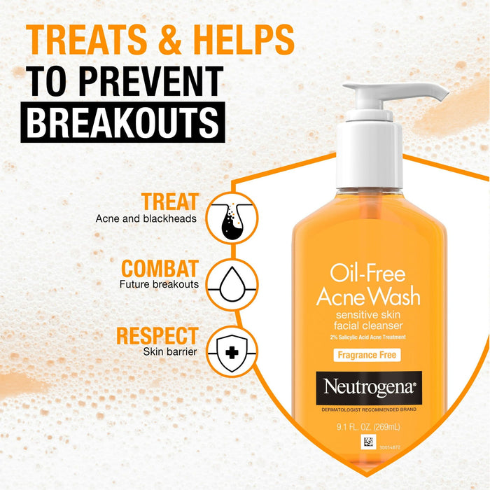 Neutrogena Oil-Free Acne Fighting Fragrance-Free Face Wash, 9.1 fl. oz