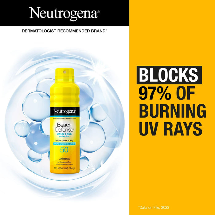 Neutrogena Beach Defense Spray Body Sunscreen, SPF 50, 6.5 oz