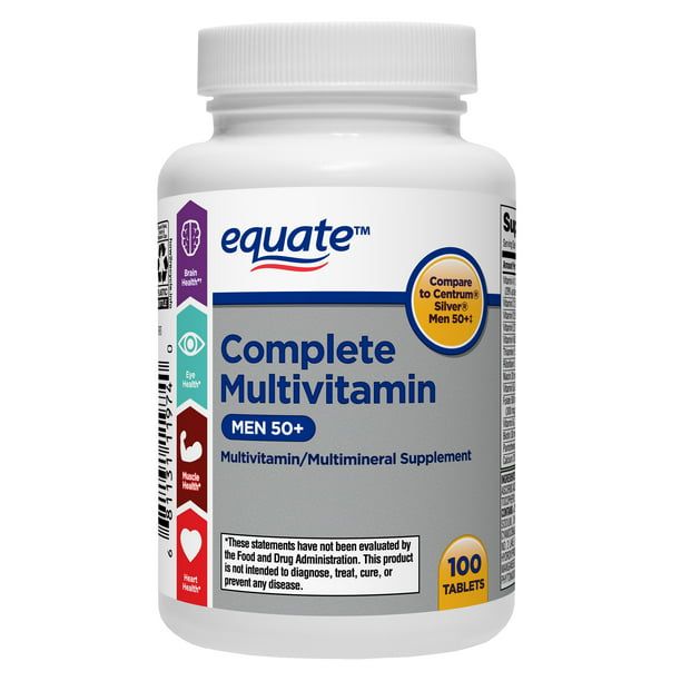 Equate Complete Multivitamin/Multimineral Supplement Tablets; Men 50+; 100 Count