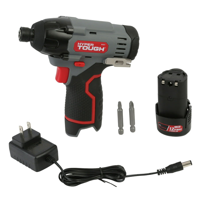 Hyper Tough 12V Max Lithium-Ion Cordless Impact Driver with 1.5Ah Battery and Charger, ?-inch Quick Release Chuck, Model 99307, New