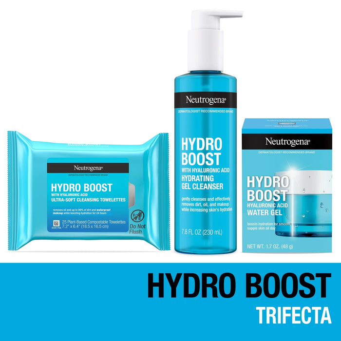 Neutrogena Hydro Boost Trifecta: Water Gel, Cleanser, & Wipes, 3 Items