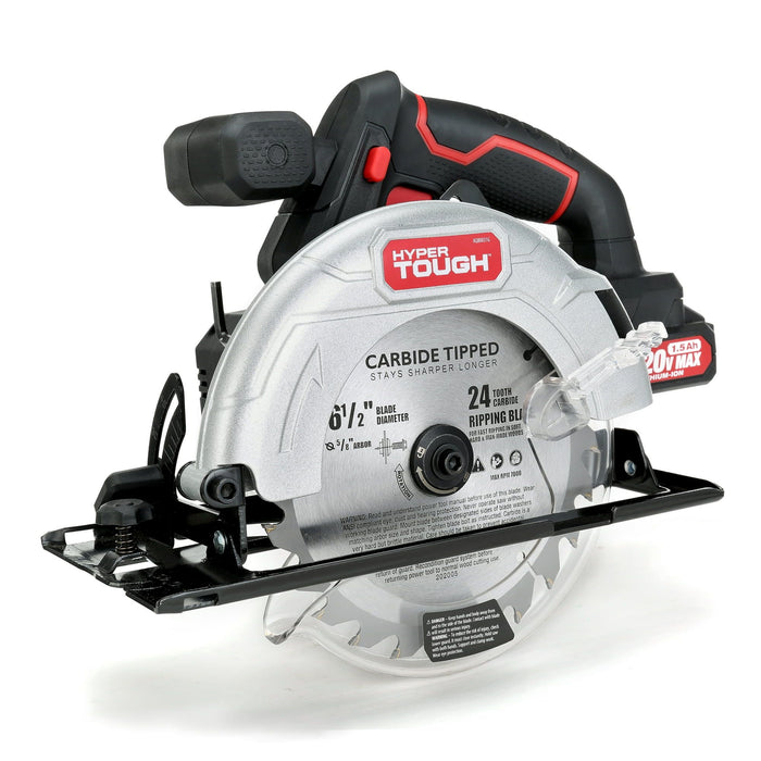 Hyper Tough 20V Cordless 1/2' 2-Speed Hammer Drill & Circular Saw Bundle, (2) 1.5Ah Lithium-Ion Batteries & (2) Chargers