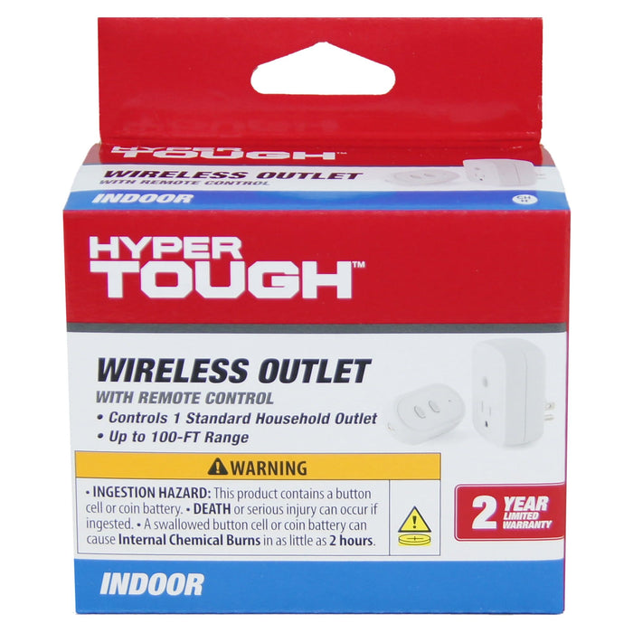 Hyper Tough Indoor 1-Outlet Wireless Remote Control, White