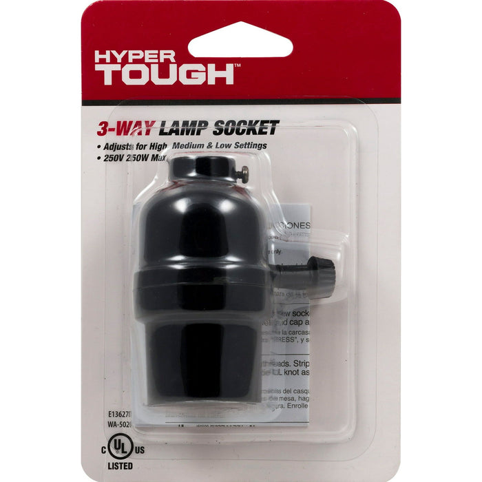 Hyper Tough 3-Way Lamp Socket, Black Finish, 52212, 1 piece