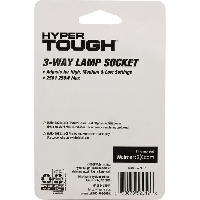 Hyper Tough 3-Way Lamp Socket, Black Finish, 52212, 1 piece