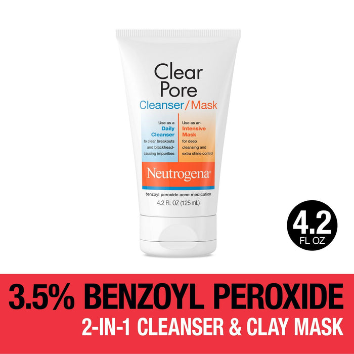 Neutrogena Clear Pore 2-in-1 Facial Cleanser & Clay Mask, 4.2 fl. oz