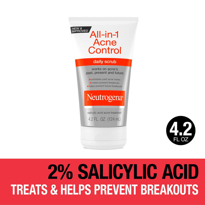 Neutrogena All-In-1 Acne Control Daily Facial Acne Scrub, 4.2 fl. oz