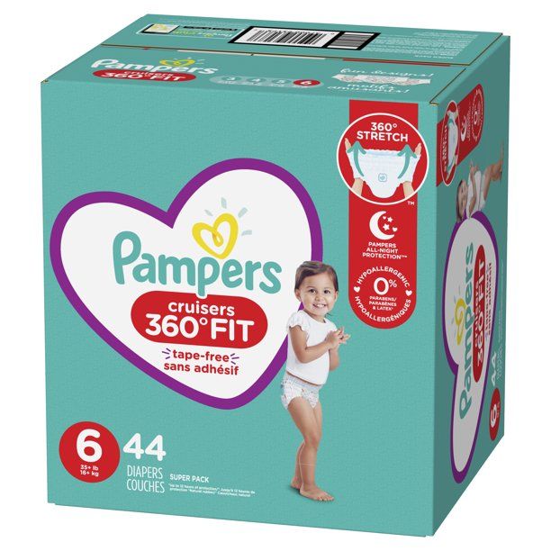 Pampers Cruisers 360 Fit Diapers, Active Comfort Size 6, 44 Count