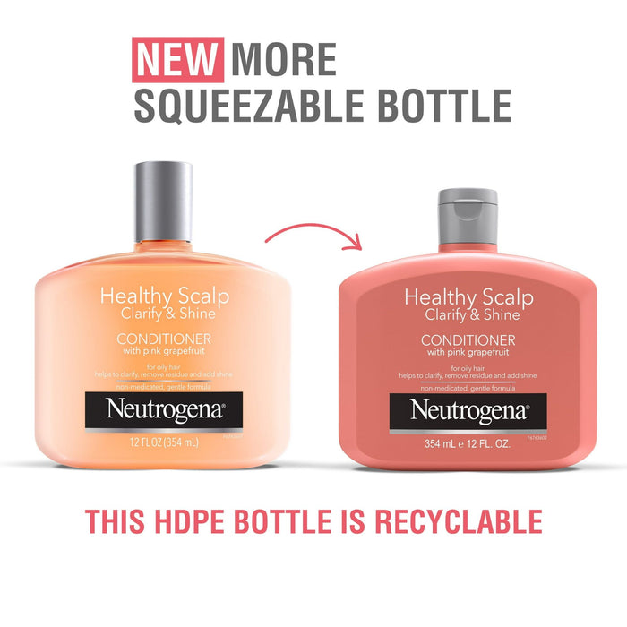 Neutrogena Conditioner for Oily Hair & Scalp with Pink Grapefruit, Healthy Scalp Clarify & Shine, 12 fl oz