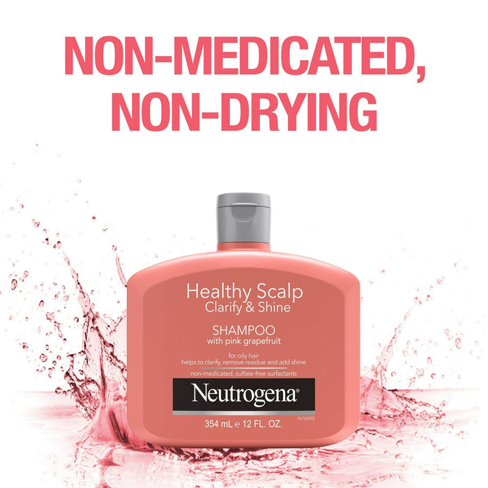 Neutrogena Exfoliating Shampoo for Oily Hair & Scalp with Pink Grapefruit, 12 fl oz