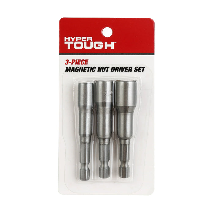 Hyper Tough 3 Pack Hex Shank Magnetic Nut Screwdriver Bits, New Condition