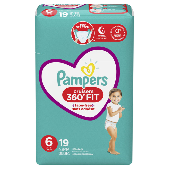 Pampers Cruisers 360 Fit Diapers, Active Comfort Size 6, 19 Count