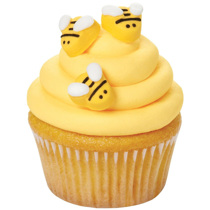 Wilton Bumble Bee Icing Decorations, Yellow, Black and White, 18-Count, Bee Form