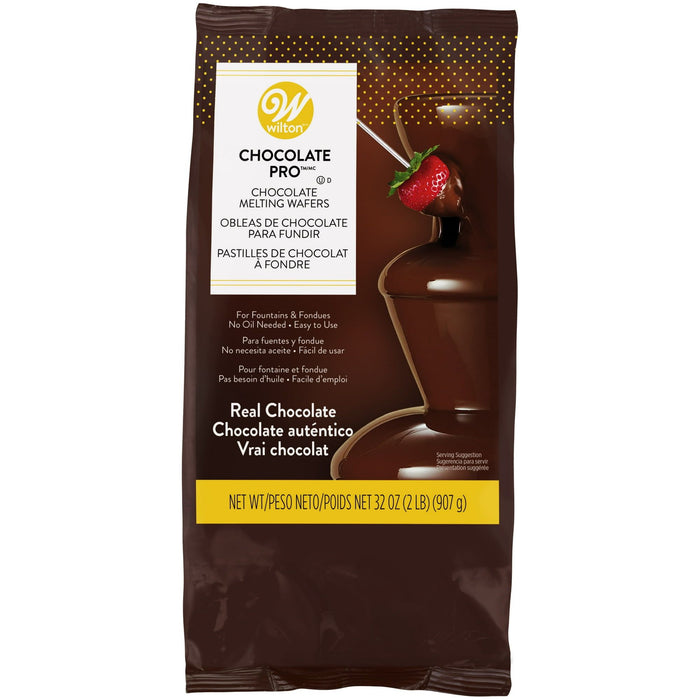 Wilton Dark Chocolate Drops for Chocolate Fountains or Fondue, 32 oz. (2 lbs), Round Pieces of Candy Wafers