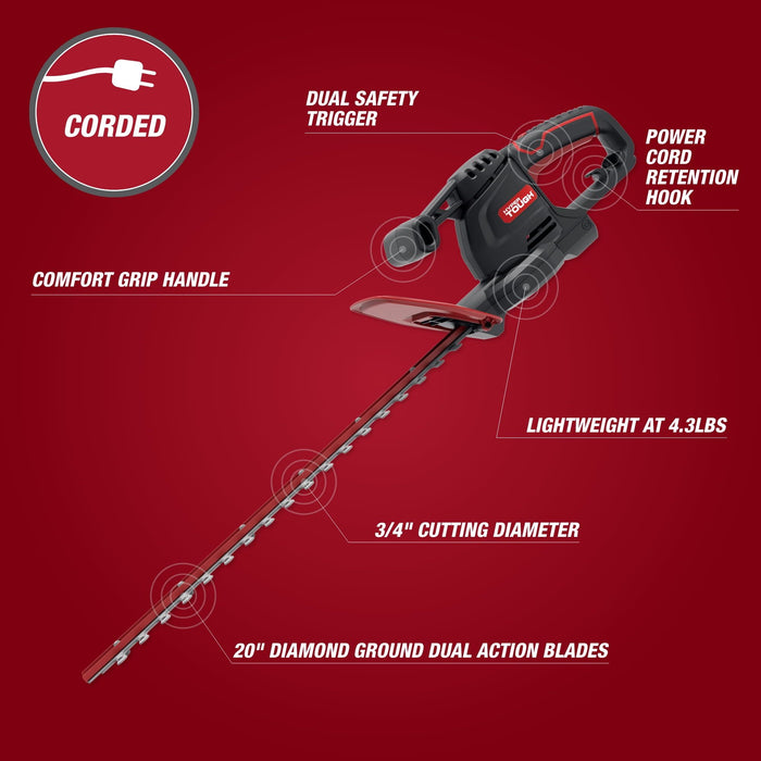 Hyper Tough 3.7-Amp 20 in. Corded Electric Hedge Trimmer HT21-401-002-02