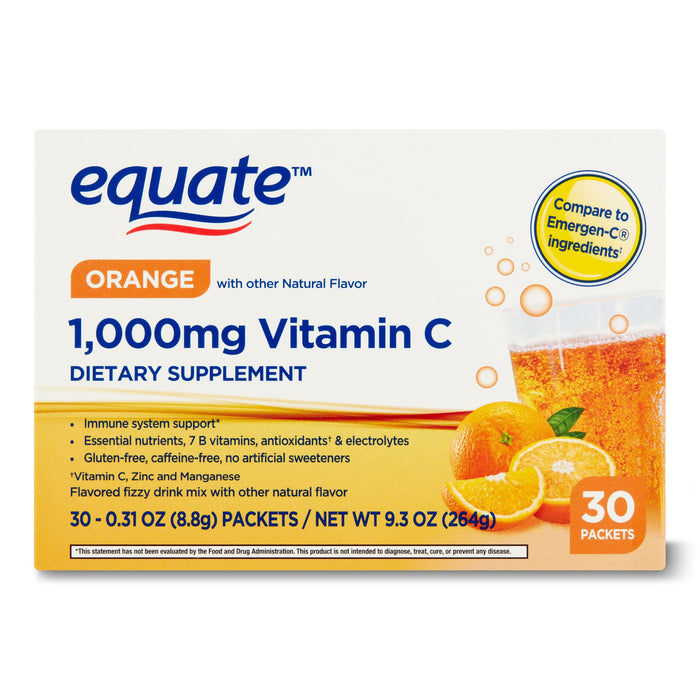 Equate 1000mg Vitamin C Powder Immune Support Drink Mix; 30 Count