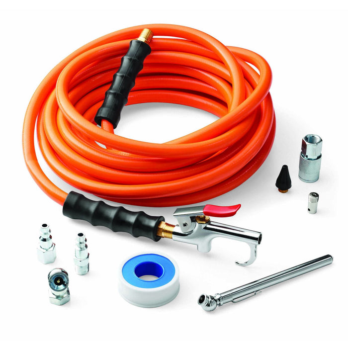 Hyper Tough 3/8" x 25' PVC Air Hose Quick Starter Accessory Kit - Includes 10 Pieces