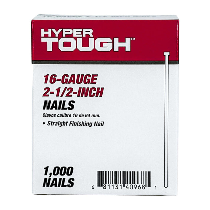 Hyper Tough 16-Gauge 2-1/2" Glue Collated Straight Finish Nails (1000 Count)