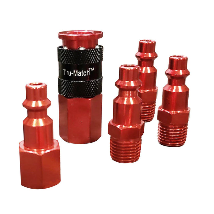 Hyper Tough 40 CFM Red Aluminum I/M Coupler & Plug Set 5 Piece Fittings