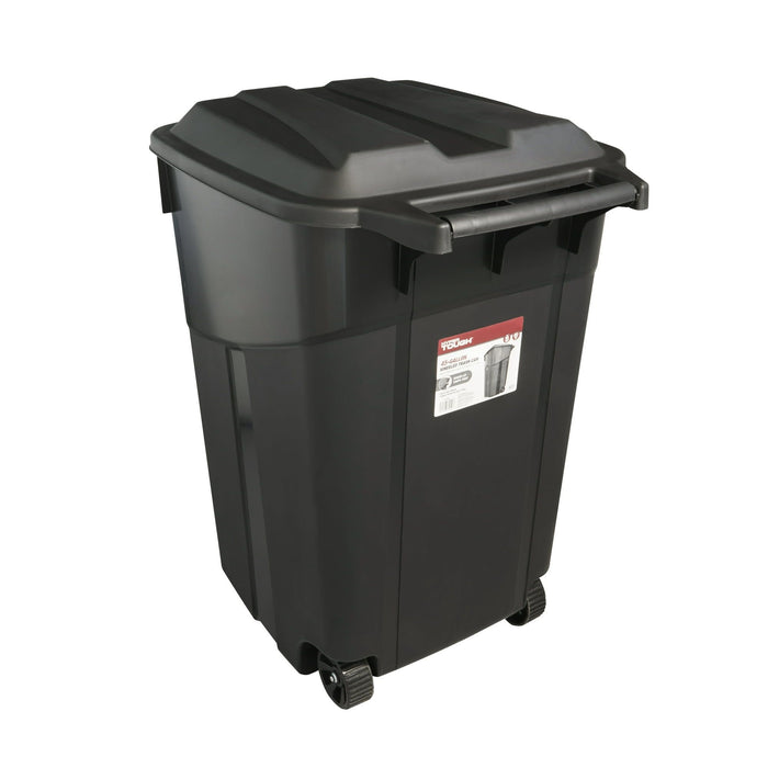 (2 pack) Hyper Tough 45 Gallon Wheeled Heavy Duty Plastic Garbage Can, Attached Lid, Black