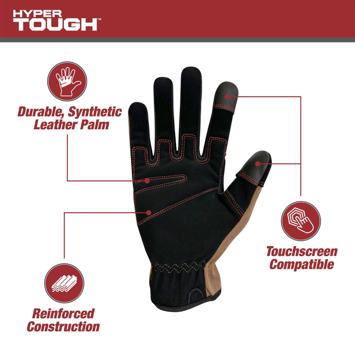 Hyper Tough Cotton Duck Canvas Utility, Unisex Work Gloves, Brown, Medium, HT88981-23