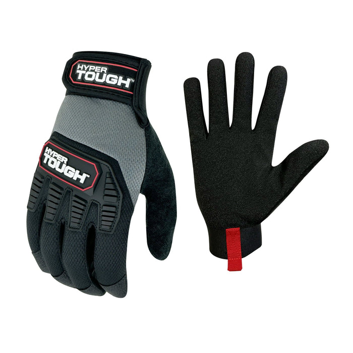 Hyper Tough Heavy Duty Impact Gloves, Black Red and Gray, Polyester, Men's Extra Large, 1 Pair