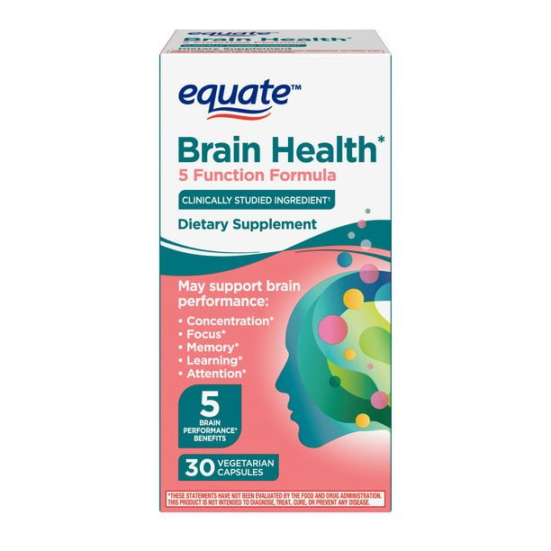 Equate Brain Health 5 Function Formula Capsules Dietary Supplement; 30 Count