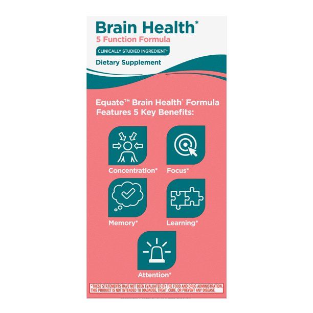 Equate Brain Health 5 Function Formula Capsules Dietary Supplement; 30 Count