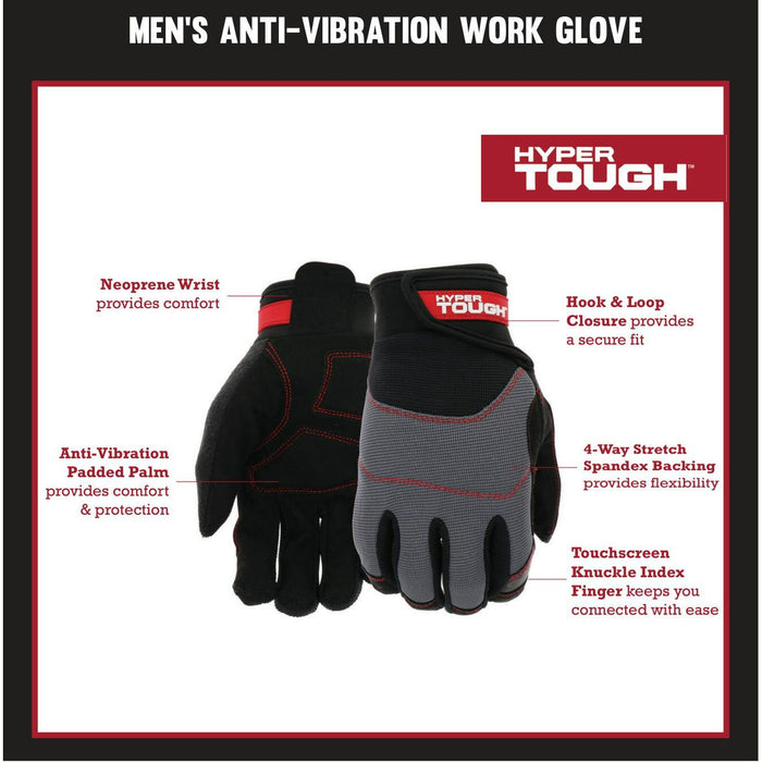 Hyper Tough Anti-Vibration Men's Work Glove - Size XL