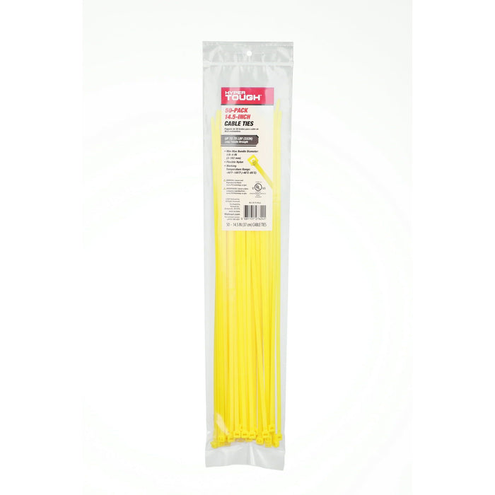 Hyper Tough 14.5 inch 75lb Yellow Cable Ties 50 Count