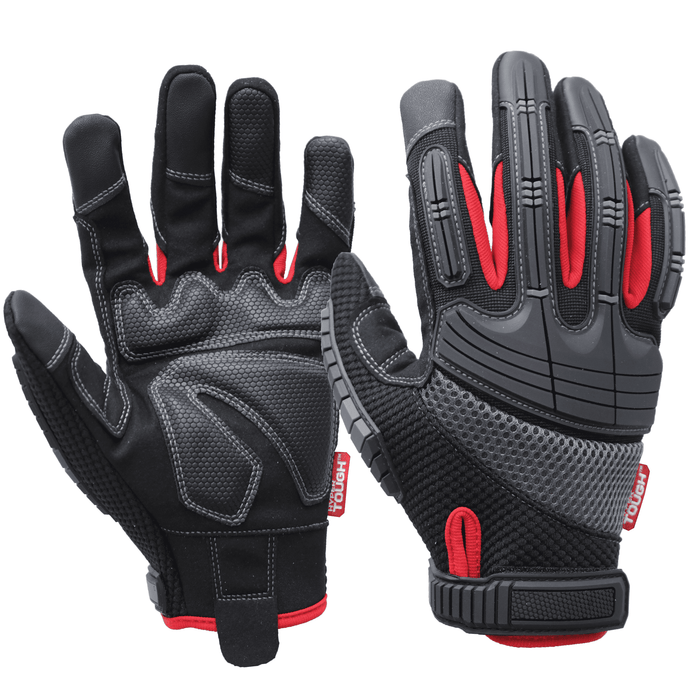 Hyper Tough High Performance Black Synthetic Leather Mechanic Gloves, Men's Medium, 1pair