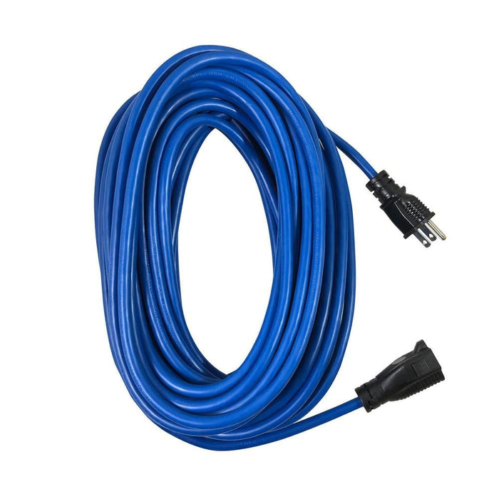 Hyper Tough 100FT 16 AWG 3 Prong Single Outlet Indoor/Outdoor Cold Weather Extension Cord Blue