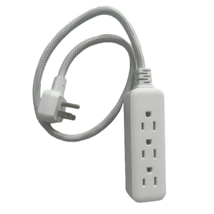 Hyper Tough Indoor 3-Outlet 2ft , White