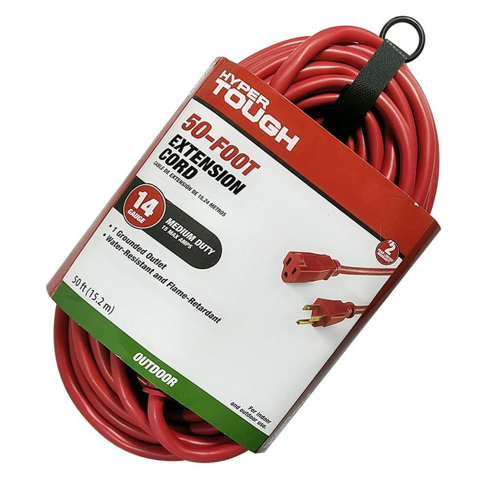 Hyper Tough 50FT 14AWG 3 Prong Red For Indoor and Outdoor Use Extension Cord