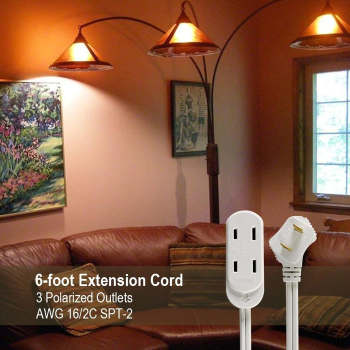 Hyper Tough 15FT 16AWG 3 Prong White Outdoor/Indoor Use Single Outlet Extension Cord, 13 amps