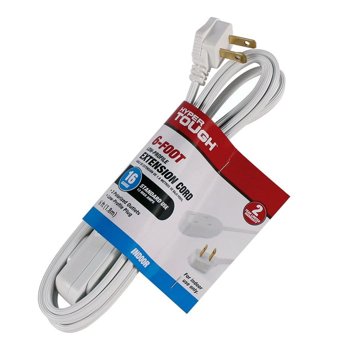 Hyper Tough 15FT 16AWG 3 Prong White Outdoor/Indoor Use Single Outlet Extension Cord, 13 amps