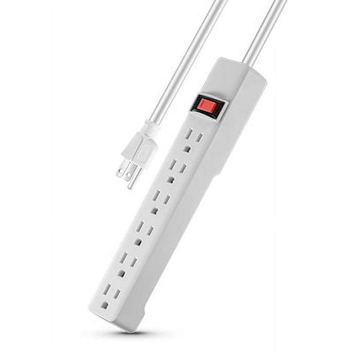 Hyper Tough Indoor 6-Outlet Power Strip with 8ft Cord, 15A ,White