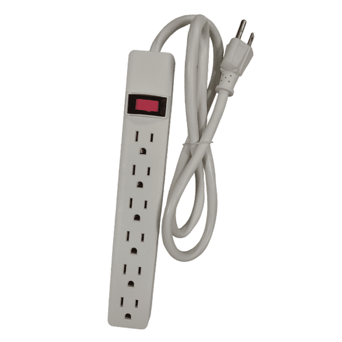 Hyper Tough 6-Outlet Power Str¨ªp with 2.5-Foot Cord , White 15A 125V-60Hz