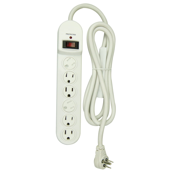 Hyper Tough 6 Outlet 6ft Surge 900-Joule Protection with Glossy White