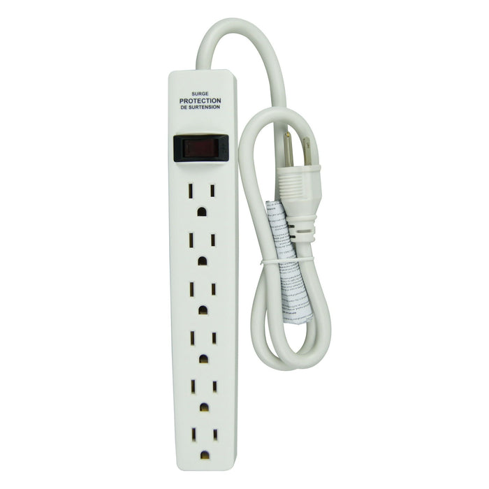 Hyper Tough 2 Pack 6-Outlet Surge Protector with 2.5 ft Cords 500-Joule, White