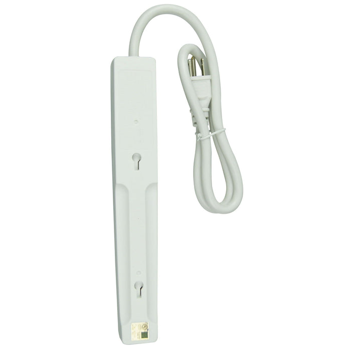 Hyper Tough 6-Outlet 2.5ft Power Strip Included 1-Adapter Space Outlet, White