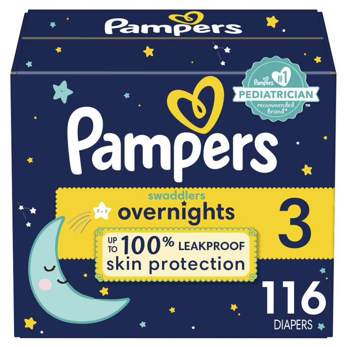 Pampers Swaddlers Overnight Diapers Size 3, 116 Count