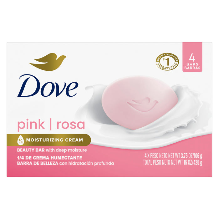 Dove Beauty Bar Women's Bath Soap Gentle Pink Rosa Moisturizing All Skin, 3.75 oz 4 Bars
