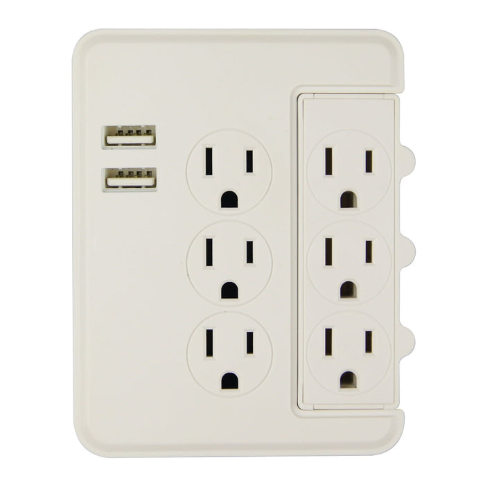 Hyper Tough 6-Outlet Surge Tap 500-Joule Protection with USB, White